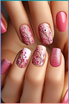 Pink Flower Nails, Chic Nail Art, Daisy Nails, Spring Nail Colors, Short Nail