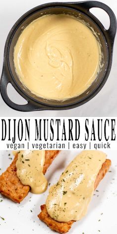 an image of chicken mustard sauce in a cast iron skillet with bread on the side