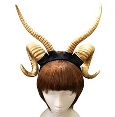 Cosplay Ram Antler Headband Steampunk Hair Accessories, Satyr Costume, Horn Headdress, Steampunk Hairstyles, Witch Hair, Headpiece Accessories, Gothic Chic, Antler Headband, Horn Headband