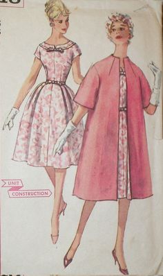 1960s Simplicity Sewing Pattern. Pattern #3348  Dress and Coat.  Size 16 Bust 36 Waist 28 Hip 38.  Pattern is UNCUT still Factory Folded. 1960’s Fashion, Soft Gamine, Simplicity Sewing, Coat Patterns, Simplicity Sewing Patterns, 1950s Dress, Bjd Doll, 1950s Fashion, Doll Clothing