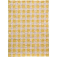 a yellow and white checkered rug on a white background with an area rug in the middle