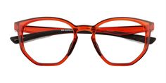 Clear Orange horn eyeglasses available in variety of colors to match any outfit. These stylish full-rim, large sized eco friendly eyeglasses include free single-vision prescription lenses, a case and a cleaning cloth. Orange Glasses Frames, Red Prescription Glasses, Nickel-free Orange Hoop Earrings, Modern Orange Shield Sunglasses With Anti-reflective Coating, Modern Orange Anti-reflective Shield Sunglasses, Friendly Plastic, Prescription Eyeglasses, Atom, Prescription Lenses