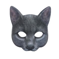 a black cat mask with big eyes