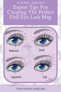 EXPERT TIPS FOR CREATING THE PERFECT DOLL EYE LASH MAP Doll: Applying lash extensions in the same direction as the natural lashes will give you fuller, longer-looking lashes while keeping the natural eyelash pattern. Almond and Upturned Eyes will work perfectly with this mapping. Mapping Eyelash Extensions, Lash Mapping Styles, Lash Mapping Eyelash Extensions, Upturned Eyes, Almond Eyes