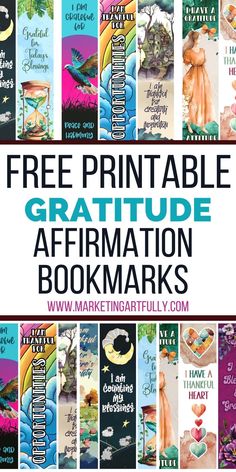 the free printable gratitude affirmation bookmarks are available for purchase