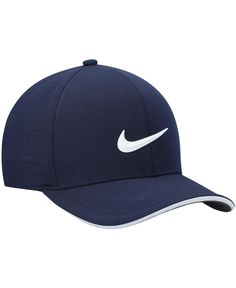 Next time you hit the links, hit them in style with this Aerobill Classic99 fitted hat from Nike Golf. The Dri-fit Adv technology and perforated panels combine for a breathable feel that keeps you dry and comfortable. A heat-sealed Nike logo on the front and contrast-color undervisor bring this unique cap from Nike Golf all together. Classic Sports Trucker Hat With Curved Visor, Classic Sports Visor Fitted Hat, Classic Trucker Hat With Curved Visor For Sports, Classic Visor Fitted Hat For Sports, Classic Sports Baseball Cap, Navy Breathable Sports Hat, Classic Baseball Cap For Sports, Breathable Navy Sports Hat, Classic Six-panel Sports Hat