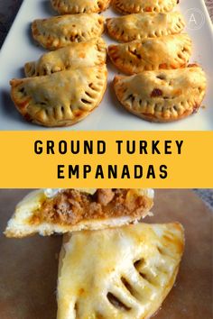 there are several different types of empanadas on the plate and in each