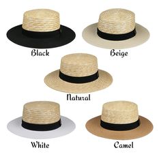 Our handmade boater hats are chic and stylish accessories for every occasions. They are classic style with its wide brim, and perfect for summer/spring day and night.  They are also great gift for him and for her. They are classic accessories with their vintage styles for summer, beach parties and holidays.  Our boaters are unisex and looks perfect for everyone.  They have internal drawstring for adjustable fit from 54 cm to 59 cm.  Brim size : 7 cm ( 2.75") Crown : 9 cm (3.5") Ribbon : 3 cm gro Bolero Hat, Styles For Summer, Straw Boater Hat, Women Fedora, Straw Boater, Boater Hat, Beach Parties, Hat Summer, Wide Brimmed Hats