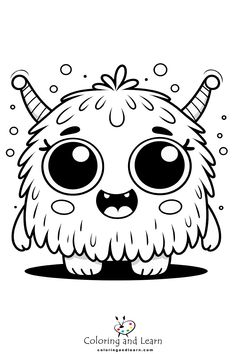 an adorable little monster with horns and big eyes