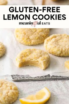 gluten - free lemon cookies on a baking sheet