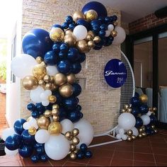 Navy Blue Gold White Balloon Arch Garland Kit-134pcs Gold Confetti Balloons, Balloon Chain, Silver Balloon, Birthday Party Balloon, Blue Party, Arch Kit