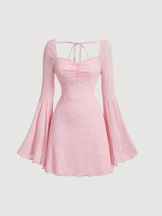 Vestido feminino plissado de manga comprida sólida com decote coração, vestido rosa de verão Rosa chiclete Boho  Mangas longas XL Tecido de malha Simples Em A Elasticidade Média  Women Clothing, size features are:Bust: ,Length: ,Sleeve Length: Pink Dress With Long Sleeves, Short Pink Dresses Formal, Pink Sweetheart Neckline Dress, Cute Pink Outfits For Birthday, Cute Short Pink Dress, Pink Dresses Sweet 16, Long Dresses For Birthday, Pink 60s Dress, Cute Pink Dress Aesthetic