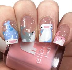 Cartoon Shark, Really Cute Nails, Cute Nail Art, Cute Nail Designs