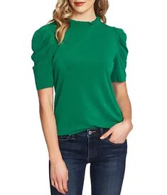 puff OR off the shoulder: Women's Casual & Dressy Tops & Blouses | Dillard's Spring Trendy Puff Sleeve Top, Trendy Spring Puff Sleeve Top, Trendy Puff Sleeve Top For Spring, Trendy Solid Color Puff Sleeve Top, Elegant Stretch Puff Sleeve Top With Short Sleeves, Chic Stretch Puff Sleeve Top, Chic Green Puff Sleeve Top, Casual Puff Sleeve Top With Stretch For Work, Chic Stretch Puff Sleeve Top For Work