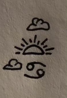 the sun and clouds are drawn on the wall