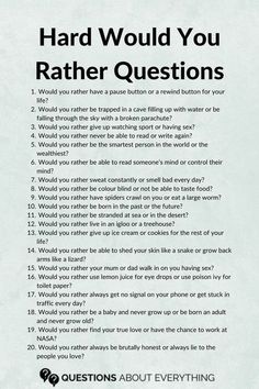 Hard Would You Rather Questions, Would You Rather Questions For Couples, Questions To Ask Your Family, Question For Couples, Hard Would You Rather, Questions To Ask Your Friends, Text Conversation Starters