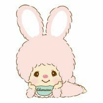 a drawing of a bunny holding a cup