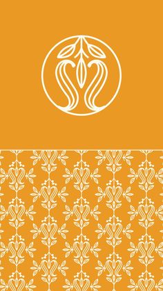 an orange and white pattern with the word's logo on it, as well as two