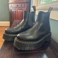 Doc Martens 2976 Platform Chelsea Boots Women’s Size 8 Not Worn Super Frequently Dr Marten Platform Outfit, Doc Martens Winter, 2976 Platform Chelsea Boots, Doc Martens 2976, Doc Martens Chelsea Boot, Doc Marten Chelsea, Thrift Manifestation, Platform Outfit, Platform Doc Martens