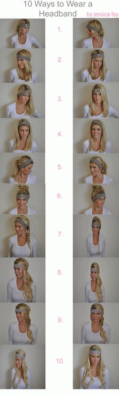 10 ways to wear a headband I want one! Ways To Wear A Headband, Living In The Jungle, Wear A Headband, Hairstyles Bangs, 10 Ways To Wear, Bandana Hairstyles, Office Attire, Diy For Girls