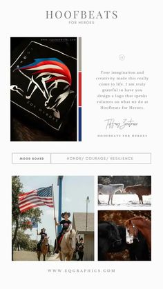 the website is designed to look like it has an american flag and horse on it