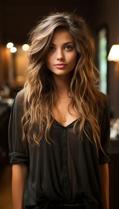 coupe cheveux mi long Long Layered Thick Hair Wavy, Long Hair Wavy Curls, Fun Fall Hair Colors, Fun Fall Hair, Wavy Long Hairstyles, Long Thick Wavy Hair, Naturally Wavy Hair Cuts, Long Messy Hair, Layered Thick Hair