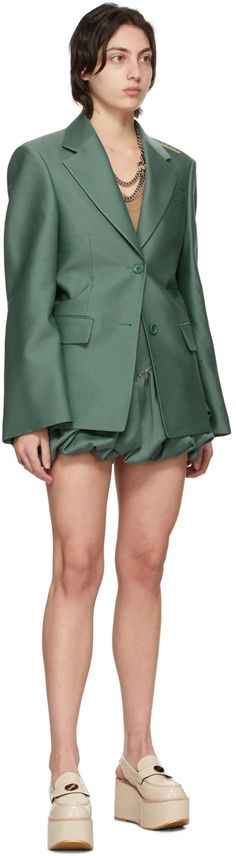 We11done: Green Chain Miniskirt | SSENSE Basic Blazer, Green Wool, Curb Chain, Accessories For Women, Luxury Streetwear, North America, Mid Rise, Mini Skirts, Perfect Clothing