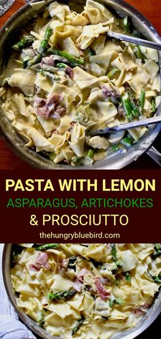 pasta with lemon asparagus, artichokes and prosciutto