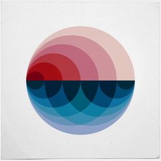 an image of a circle with waves in the middle and red, blue, and pink colors