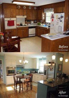 before and after pictures of a kitchen remodel