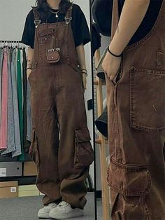 Cargo Pants Overalls, Style With Overalls, Brown Under Shirt Outfit, Masc Goblincore Outfits Summer, Cargo Overalls Outfit, Brown Overalls Outfits Men, Earthy Masculine Outfits, Mosscore Outfit Masc, Cute Outfits Brown