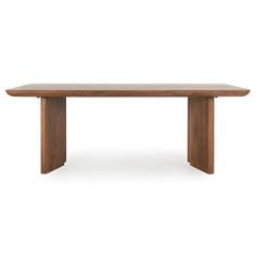 a wooden table on a white background with no one around it or the table top