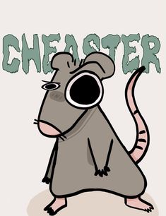 a cartoon rat with the word cheaper on it's chest and eyes open