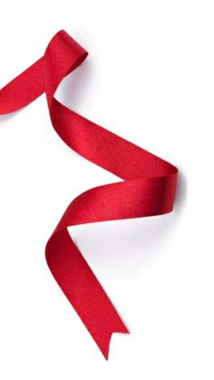 red ribbon on white background with clipping path to the top left corner and bottom right corner