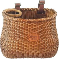 a woven basket with two handles on it