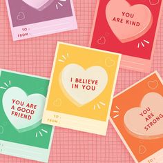 four valentine's day cards that say i believe in you