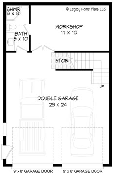 the garage floor plan is shown in black and white