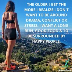 a woman standing on top of a cliff looking out at the ocean and mountains with a quote about how to be happy people