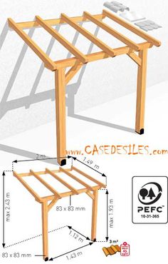 an image of a wooden structure with measurements for the top and bottom section, including two sides