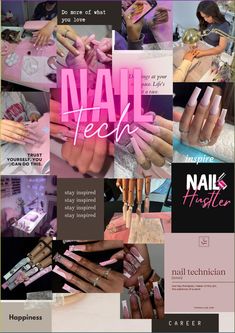 Being A Nail Tech, Future Nail Tech, Vision Board Ideas Nail Tech, Usernames For Nail Techs, Nail Tech Portfolio Ideas, Nail Collage Wallpaper, Cosmetology School Nails, Nail Tech Portfolio, Nail Tech Black Women