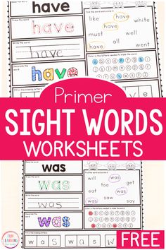 printable sight words worksheets with the title