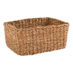 a large woven basket is shown on a white background with the bottom section showing it's brown color