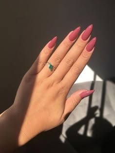 Summer Nail Inspo Almond One Color, Solid Almond Acrylic Nails, Pink Nails On Pale Skin, Elegant Almond Nails Classy Fall, Minimalist Nails Stiletto, Summer Acrylic Nails Plain Color, New Job Nail Ideas, Tumblr Nails Aesthetic, Blush Nails Almond