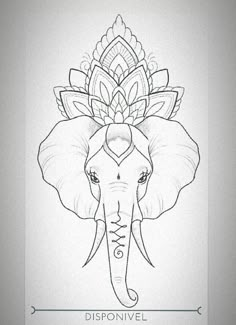 an elephant with a flower on it's head and the words disponivel written below