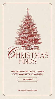 a christmas flyer with a tree and presents