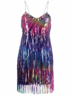 Rainbowcore Fashion, Fringed Dress, Fringe Dress, Dress Purple, Philipp Plein, Classic Outfits, Tie Dye Print, Stage Outfits, Kpop Outfits