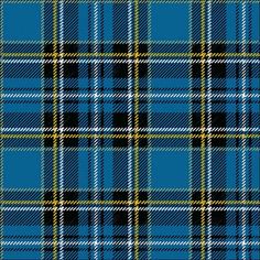 a blue tartan plaid pattern with yellow and black stripes on it's edges