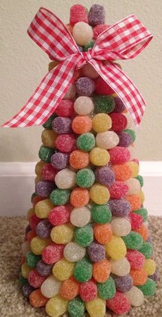 a christmas tree made out of candy candies