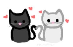 two black and white cats with hearts on them