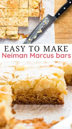 easy to make neiman marcus bars recipe on a cutting board with a knife